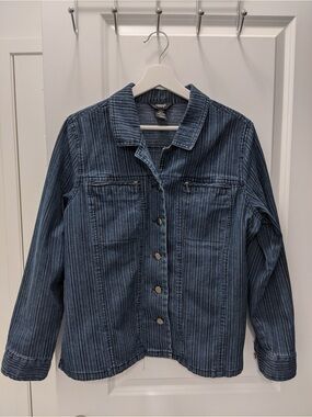 vintage Lindor Petite denim button-front pinstripe jacket